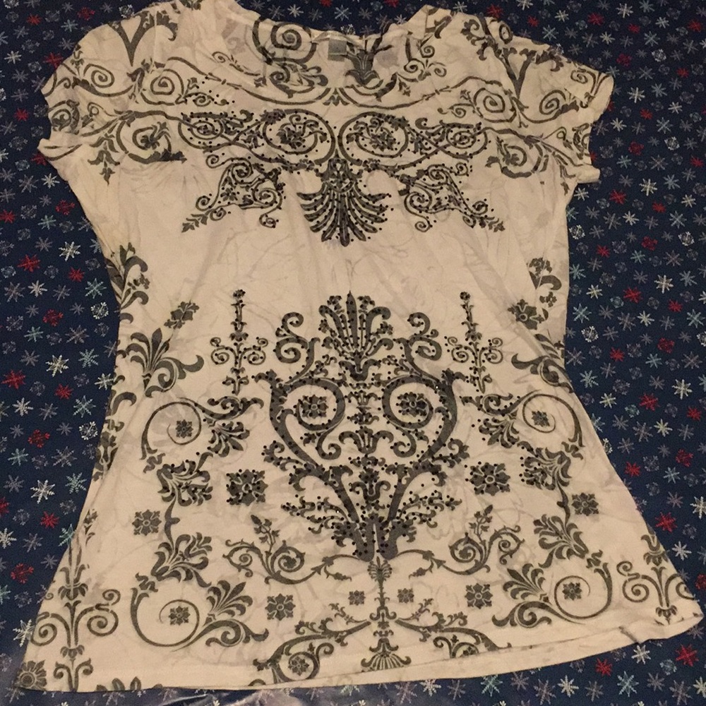 Intricate Jeweled Tee from Dressbarn, Size Large
